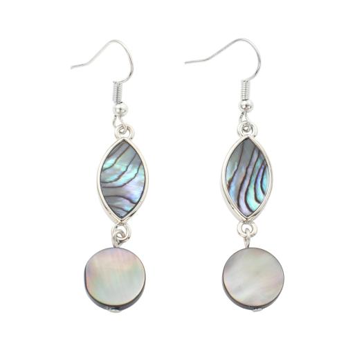 Abalone Shell Drop Earring with Black Shell & Brass fashion jewelry & for woman Sold By Pair
