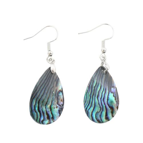 Abalone Shell Drop Earring, med Messing, Teardrop, mode smykker & for kvinde, 52x17x2.20mm, Solgt af par