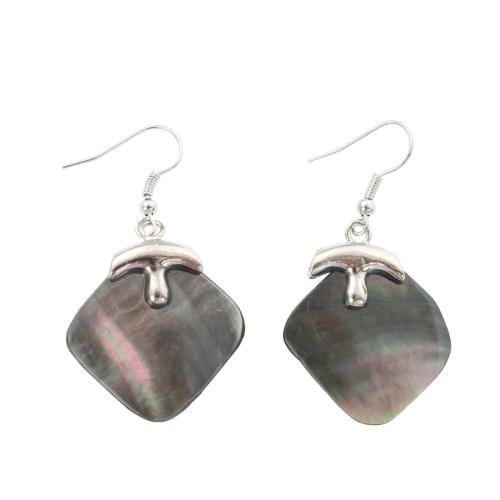 Black Shell Drop Earring with Brass Geometrical Pattern fashion jewelry & for woman Sold By Pair