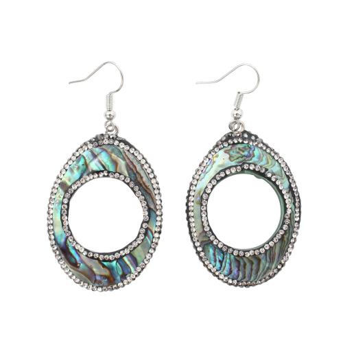 Abalone Shell Drop Earring with Brass fashion jewelry & for woman & with rhinestone & hollow Sold By Pair