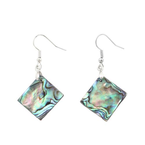 Abalone Shell Drop Korvakorut, kanssa Messinki, Rhombus, muoti korut & naiselle, 47x25x2mm, Myymät Pair