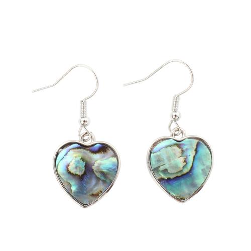 Abalone Shell Drop Earring with Brass Heart fashion jewelry & for woman Sold By Pair