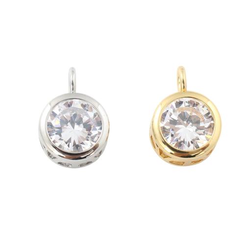 Cubic Zirconia (CZ) mosaz Přívěsky, Flat Round, á, DIY & micro vydláždit kubické zirkony, více barev na výběr, 15x10.70x5.90mm, Prodáno By PC