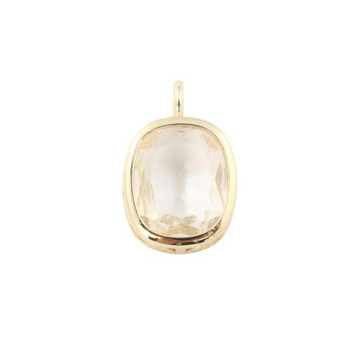 Cubic Zirconia Brass Pendants Flat Oval gold color plated DIY & with cubic zirconia Sold By PC
