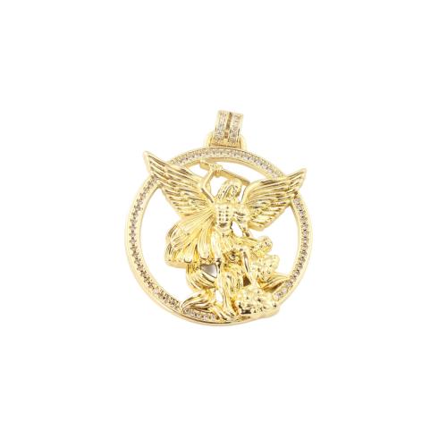 Cubic Zirconia Micro Pave Brass Pendants gold color plated DIY & micro pave cubic zirconia & hollow Sold By PC