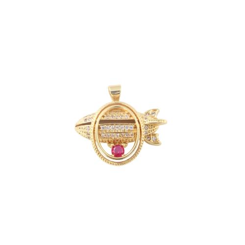 Cubic Zirconia Micro Pave Brass Pendants gold color plated DIY & micro pave cubic zirconia Sold By PC