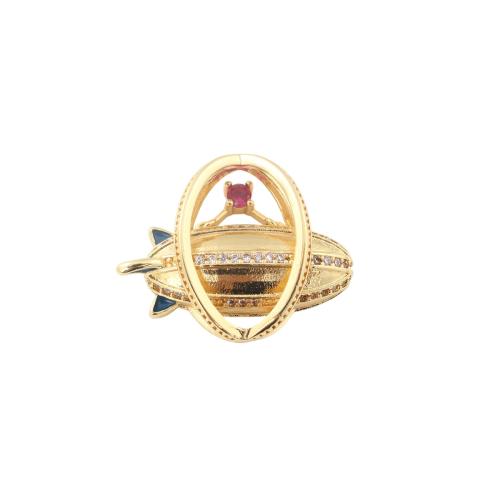 Cubic Zirconia Micro Pave Brass Pendants gold color plated DIY & micro pave cubic zirconia & hollow Sold By PC