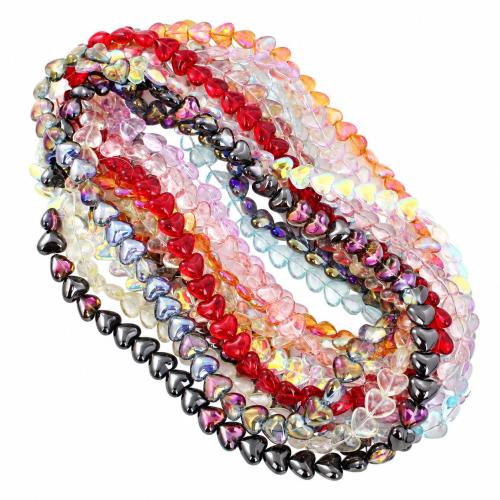 Mada Stikliniai karoliukai, Stiklas, Širdis, Pasidaryk pats, daugiau spalvų pasirinkimas, 15x13mm, Parduota už Apytiksliai 30 cm Strand