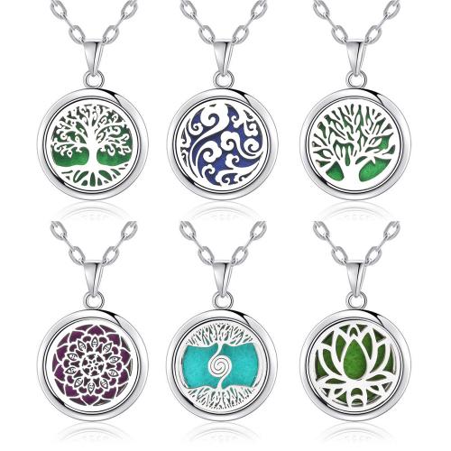 Zinc Alloy Aromatherapy Necklace Flat Round plated fashion jewelry & for woman pendant size 23mm Length Approx 70 cm Sold By PC