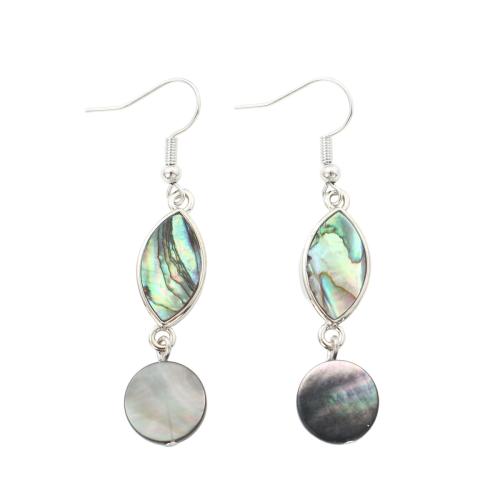 Abalone Shell Drop Earring, med Black Shell & Messing, mode smykker & for kvinde, 58x12x3.30mm, Solgt af par