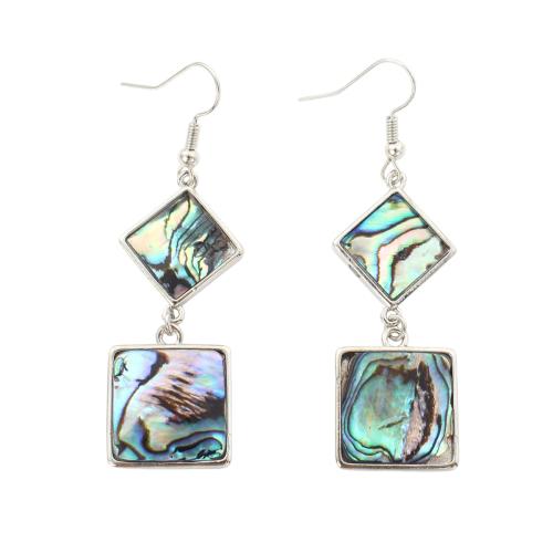 Abalone Shell Drop Earring, med Messing, Geometrisk mønster, mode smykker & for kvinde, 63x18x3.40mm, Solgt af par