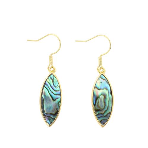 Abalone Shell Drop Earring, med Messing, Horse Eye, mode smykker & for kvinde, 43x10x2.60mm, Solgt af par