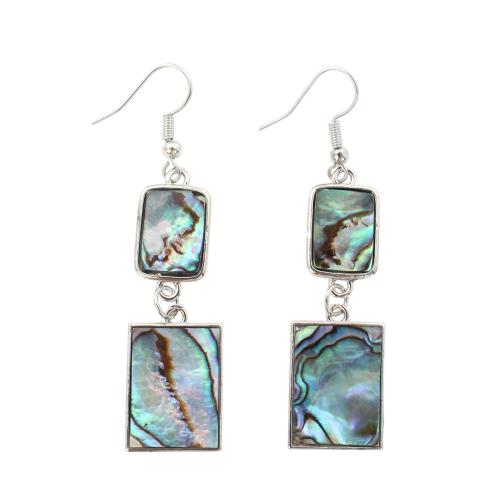 Abalone Shell Drop Earring, med Messing, Geometrisk mønster, mode smykker & for kvinde, 65x15x2mm, Solgt af par