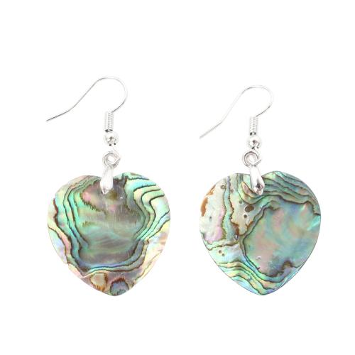 Abalone Shell Drop Earring, med Messing, Heart, mode smykker & for kvinde, 46x25x2.10mm, Solgt af par