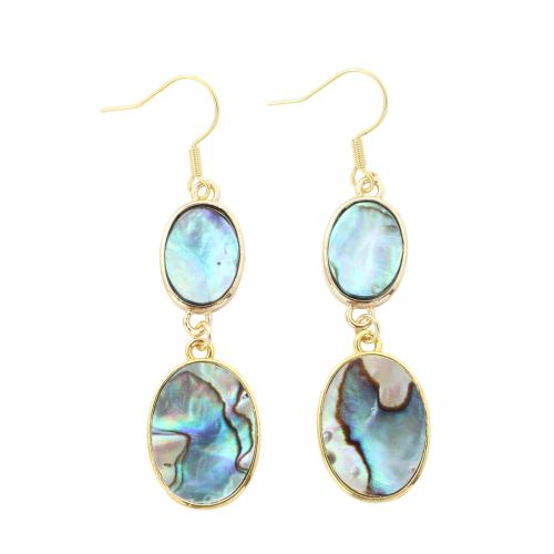 Abalone Shell Drop Earring, med Messing, Flad Oval, mode smykker & for kvinde, 60x15x2.40mm, Solgt af par