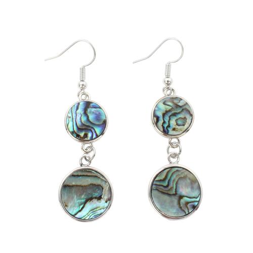 Abalone Shell Drop Earring, med Messing, Flad Rund, mode smykker & for kvinde, 61x18x2.80mm, Solgt af par