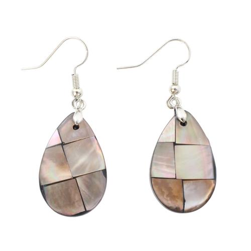 Black Shell Drop Earring, med Messing, Teardrop, mode smykker & for kvinde, 50x18x4.40mm, Solgt af par