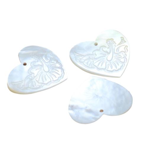 Gamtos Baltoji Shell Pakabukai, Balta "Shell, Širdis, Pasidaryk pats, baltas, 24mm, Pardavė PC