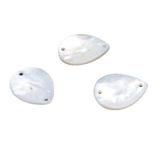 Złącze z powłoki, Muszla biała, Łezka, DIY & kółko1/1, biały, 17x22mm, sprzedane przez PC