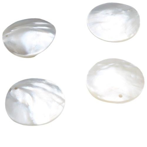 Natural White Shell Pendler, Flad Rund, poleret, du kan DIY, hvid, 30mm, Solgt af PC