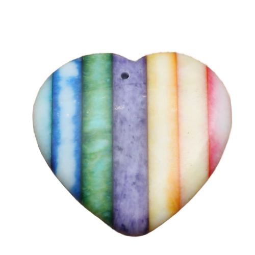 Bijoux Pendentifs en pierres gemmes, pierre gemme, coeur, poli, Patchwork & teints & DIY, multicolore, 40x40x6mm, Vendu par PC