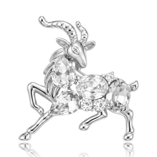 Zinklegierung Brosche, Schaf, plattiert, für Frau & mit Strass, keine, 31x31mm, verkauft von PC