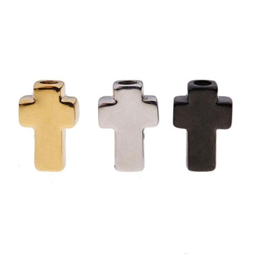 Grânulos de espaçador de aço inoxidável, Aço inoxidável 304, Cruz, banhado, DIY, Mais cores pare escolha, 14x10mm, vendido por PC