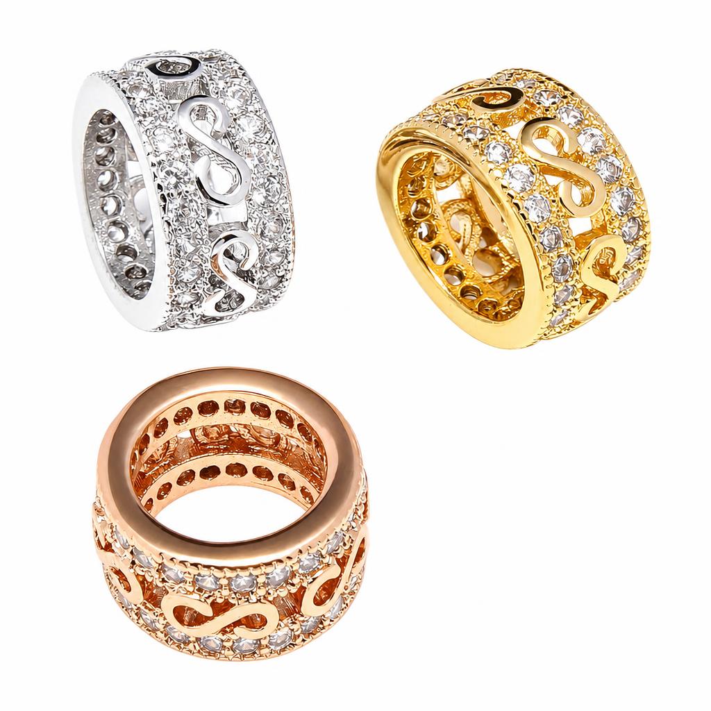 Cubic Zirconia Micro Pave Brass Beads
